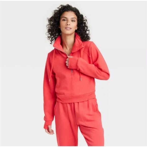 all in motion Tops - All in Motion oversized cropped half zip fleece pullover sz M